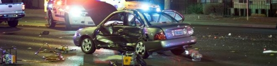 A car in the street after an accident
