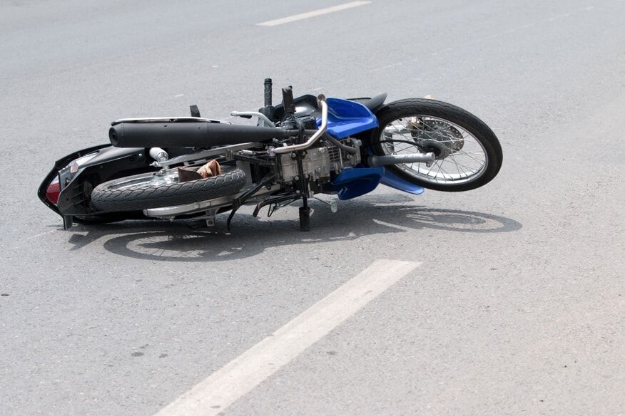 Motorcycle on the road after an accident